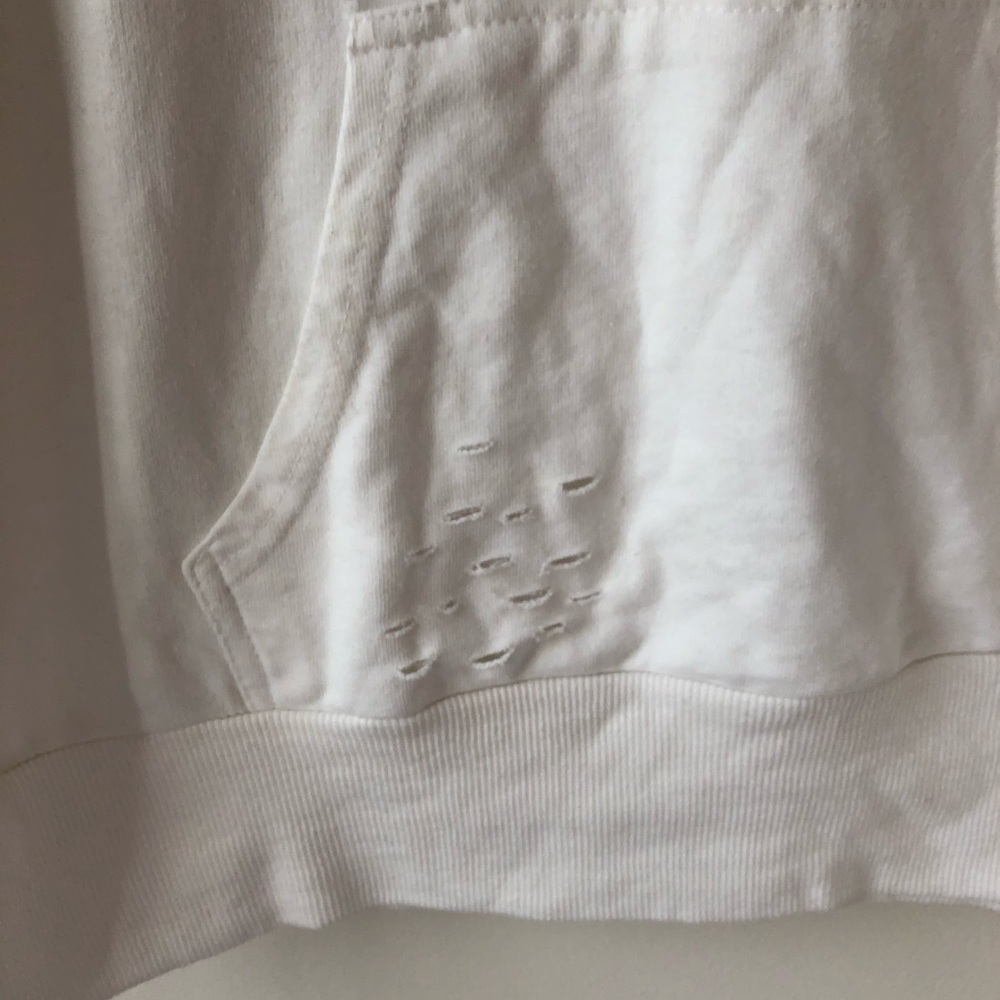 White distressed pull over hoodie - Picture 2 of 6